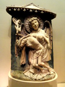 The Dead Christ Supported by an Angel (The Trinity), Rhenish or South Netherlandish, c. 1440, polychromed and gilded alabaster - National Gallery of Art, Washington - DSC09874