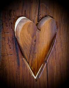 Wooden heart symbol love photo