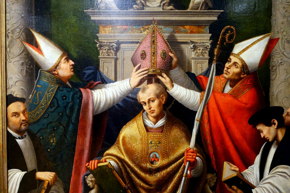 The Consecration of St. Eligius, by Juan de Juanes, detail, c. 1536, tempera and oil on canvas, transferred from panel - University of Arizona Museum of Art - University of Arizona - Tucson, AZ - DSC08077