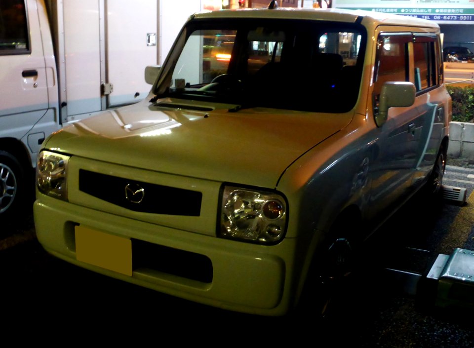 The frontview of Mazda Spiano at night