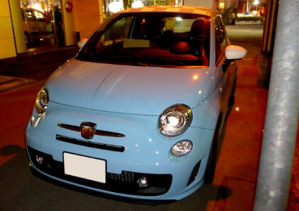 The frontview of ABARTH 500 at night