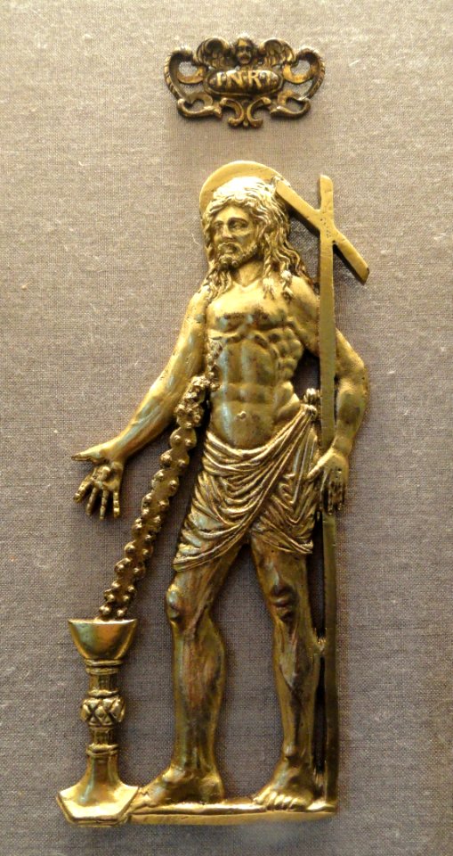 The Blood of the Redeemer, Roman, c. 1740s or later, with the Tablet of the Superscription from a Crucifix (INRI), Central Italian, c. 1600, gilded bronze - National Gallery of Art, Washington - DSC09823