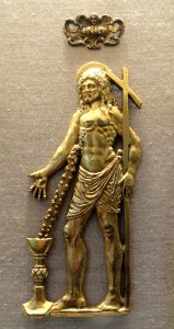 The Blood of the Redeemer, Roman, c. 1740s or later, with the Tablet of the Superscription from a Crucifix (INRI), Central Italian, c. 1600, gilded bronze - National Gallery of Art, Washington - DSC09823