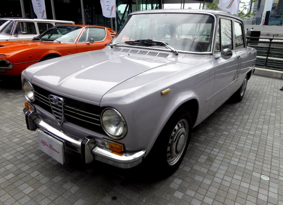 The frontview of Alfa Romeo Giulia Berlina 1300 Super