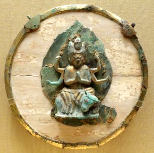 The Buddhist deity Yamantaka (Daiitoku Myoo), Japan, reportedly from Wakayama prefecture, Kamakura period, 1100-1300 AD, gilt bronze and wood - Asian Art Museum of San Francisco - DSC01535