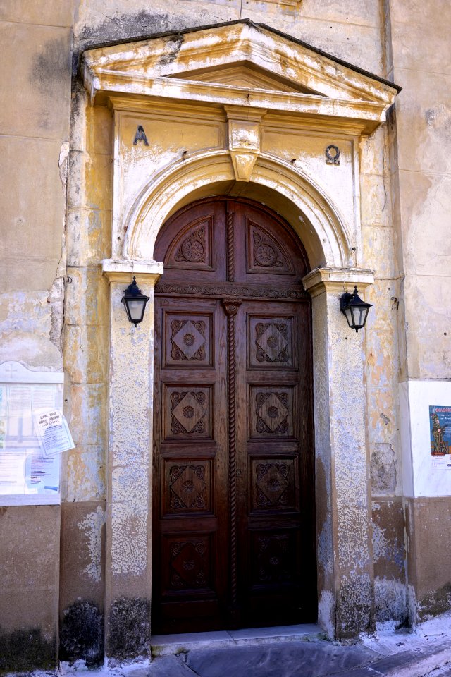 The entrance to the Church of St. Nicholas Rangavas in Plaka on February 10, 2020