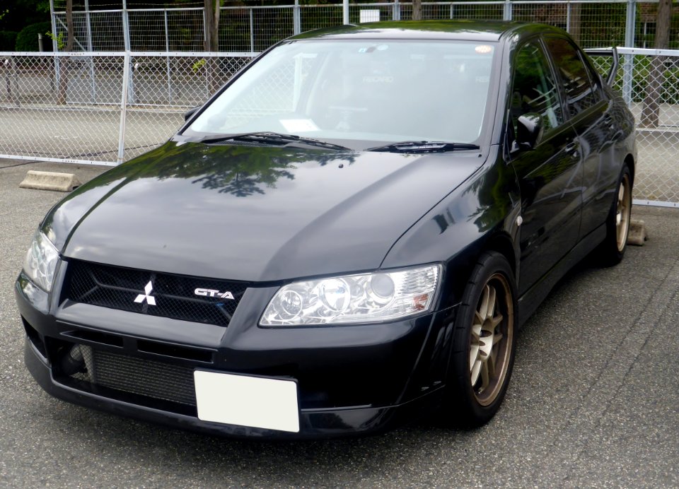 The frontview of tuned Mitsubishi LANCER EVOLUTION VII GT-A