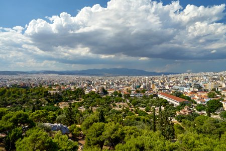 The city of Athens from the Areopagus on June 21, 2020 photo