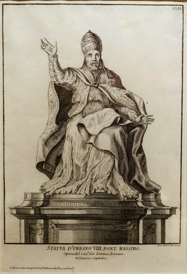 The Capitoline Statue of Pope Urban VIII, print by Francesco Aquila, in the Raccolta de Statue Antiche e Moderne - Jordan Schnitzer Museum of Art, University of Oregon - Eugene, Oregon - DSC09416