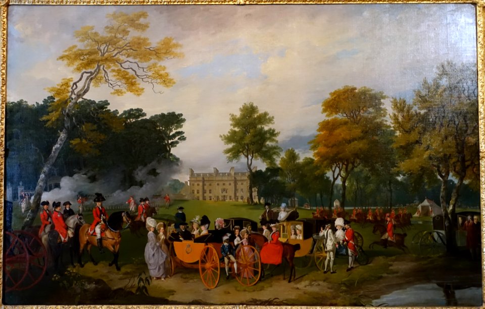 The Earl of Aldborough Reviewing Volunteers at Belan House, County Kildare, by Francis Wheatley, Ireland, 1782 with later changes, oil on canvas - Waddesdon Manor - Buckinghamshire, England - DSC07778