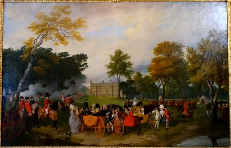 The Earl of Aldborough Reviewing Volunteers at Belan House, County Kildare, by Francis Wheatley, Ireland, 1782 with later changes, oil on canvas - Waddesdon Manor - Buckinghamshire, England - DSC07778