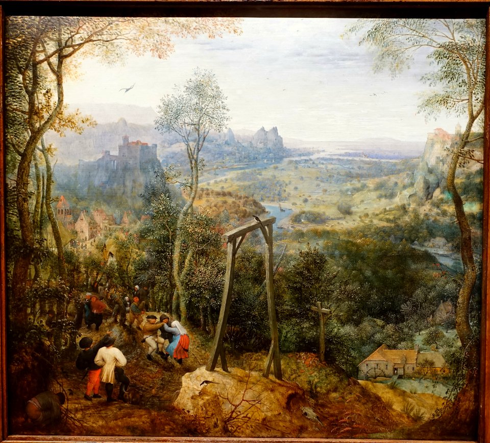 The Magpie on the Gallows, by Pieter Bruegel the Elder, Brussels, 1568, oil on oak - Hessisches Landesmuseum Darmstadt - Darmstadt, Germany - DSC01280
