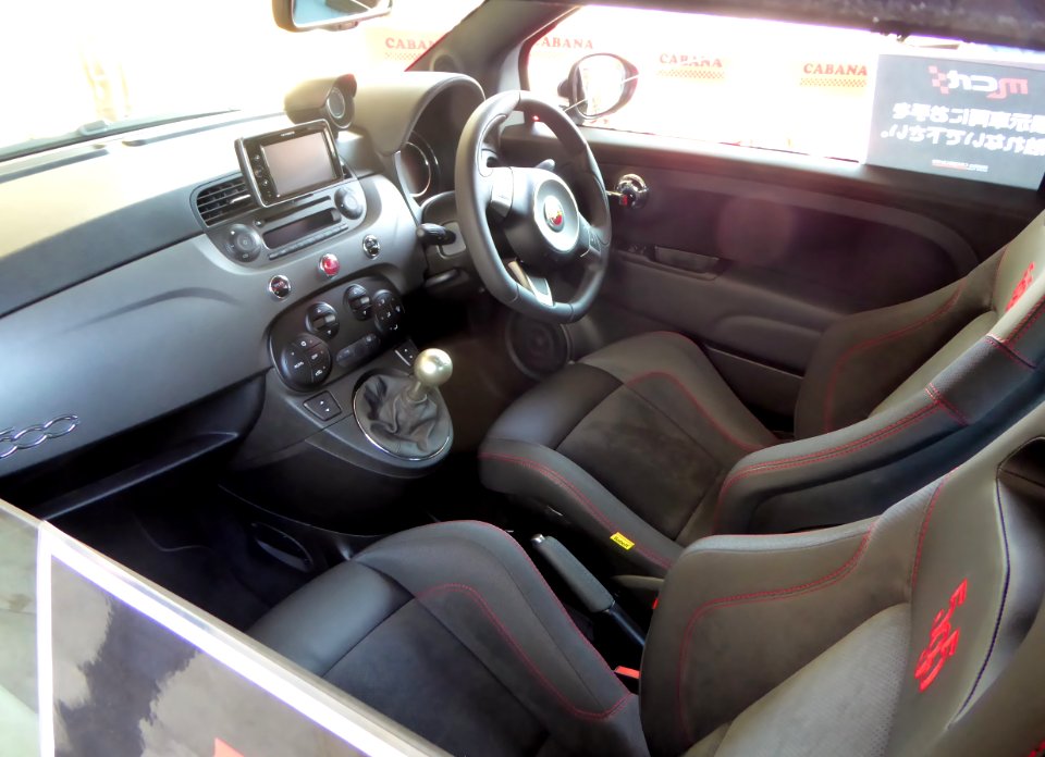 The interior of ABARTH 595 competizione as a demo car of MUSEO CINQUECENTO RACING TEAM
