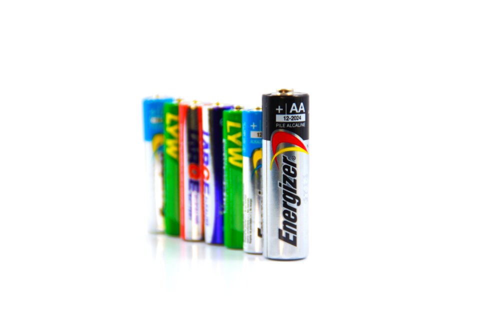 Batteries white white background