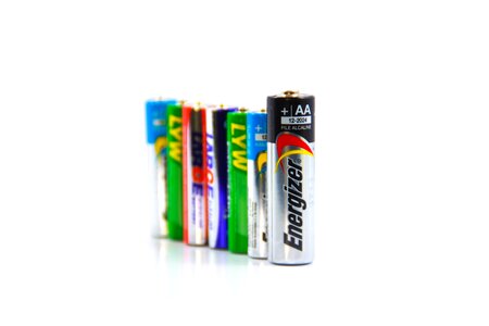 Batteries white white background photo
