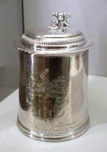 The Clarke-Cabott Tankard, John Coney, American, c. 1690-1710, silver - Fogg Art Museum, Harvard University - DSC01382