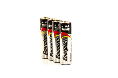 Batteries white white background photo