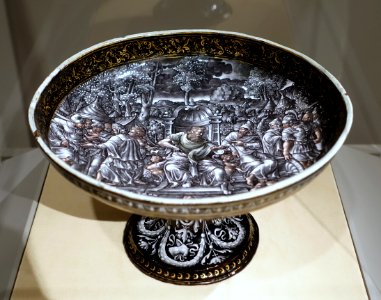 The Judgment of Moses by Pierre Reymond and Jean de Court, French, Limoges, 1546, painted enamel on copper, view 1 - Princeton University Art Museum - DSC06541