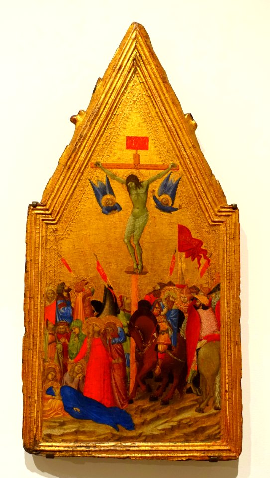 The Crucifixion by Ambrogio Lorenzetti, Italian, c. 1345, tempera and gold on panel with engaged frame - Fogg Museum - Harvard University - DSC01911