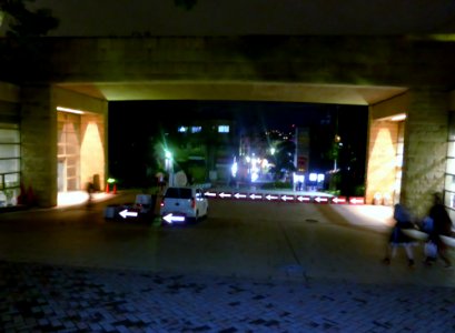 The main gate of Kansai University at night