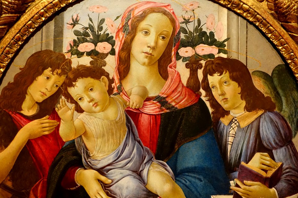The Madonna and Child with Saint John the Baptist and an Angel Before a Window, by Sandro Botticelli, detail, c. 1490s, tempera on panel - Jordan Schnitzer Museum of Art - Eugene, Oregon - DSC09413