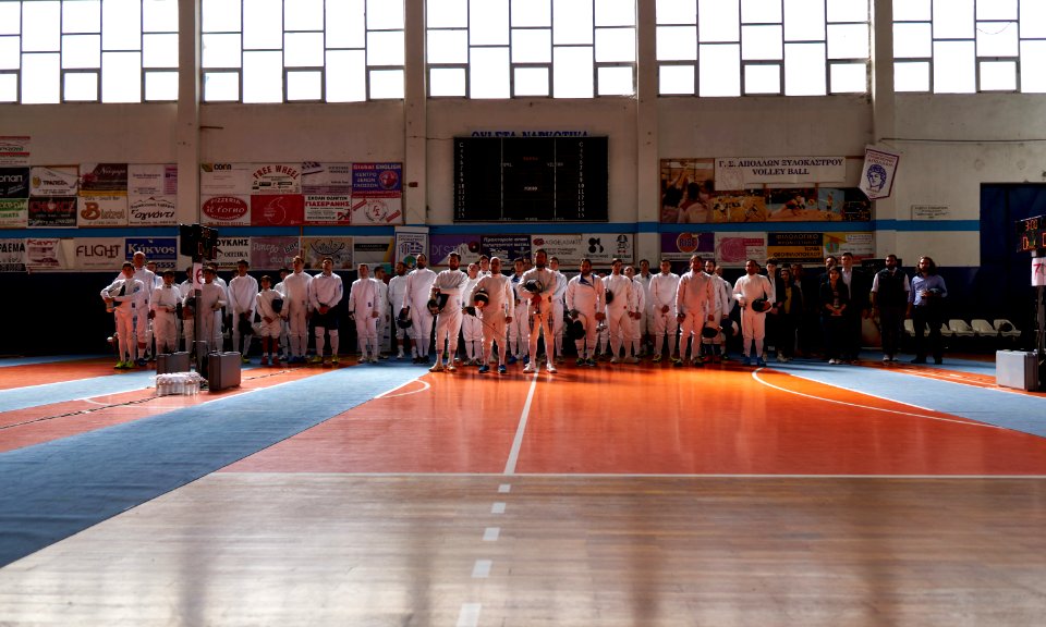 The male participants of the 2nd Leonidas Pyrgos Fencing Tournament
