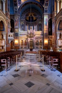 The interior of the Metropolitan Cathedral of Athens on September 6, 2019