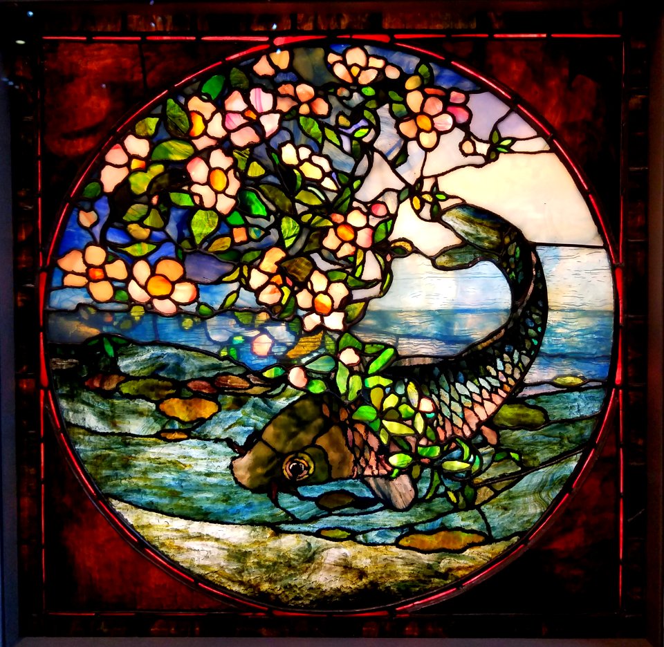 The Fish, by John La Farge, c. 1890, leaded stained glass - Museum of Fine Arts, Boston - 20180922 155426