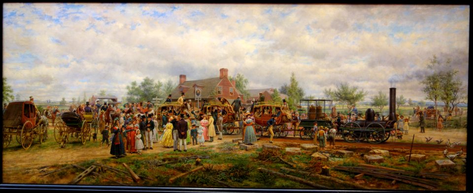 The First Railroad Train on the Mohawk and Hudson River, by Edward Lamson Henry, 1892-1893, oil on canvas, (official opening of Albany-Schenectady on Sep 24, 1831) - Albany Institute of History and Art - DSC08112