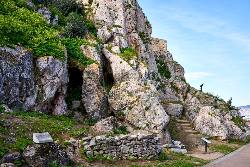 The open-air Sanctuary of Aphrodite and Eros on the North Slope of the Acropolis on March 5, 2020