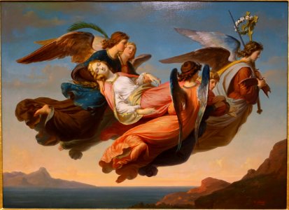 The Miraculous Translation of the Body of Saint Catherine of Alexandria to Sinai, by Karl von Blaas, 1860, oil on canvas - Fogg Art Museum, Harvard University - DSC01189