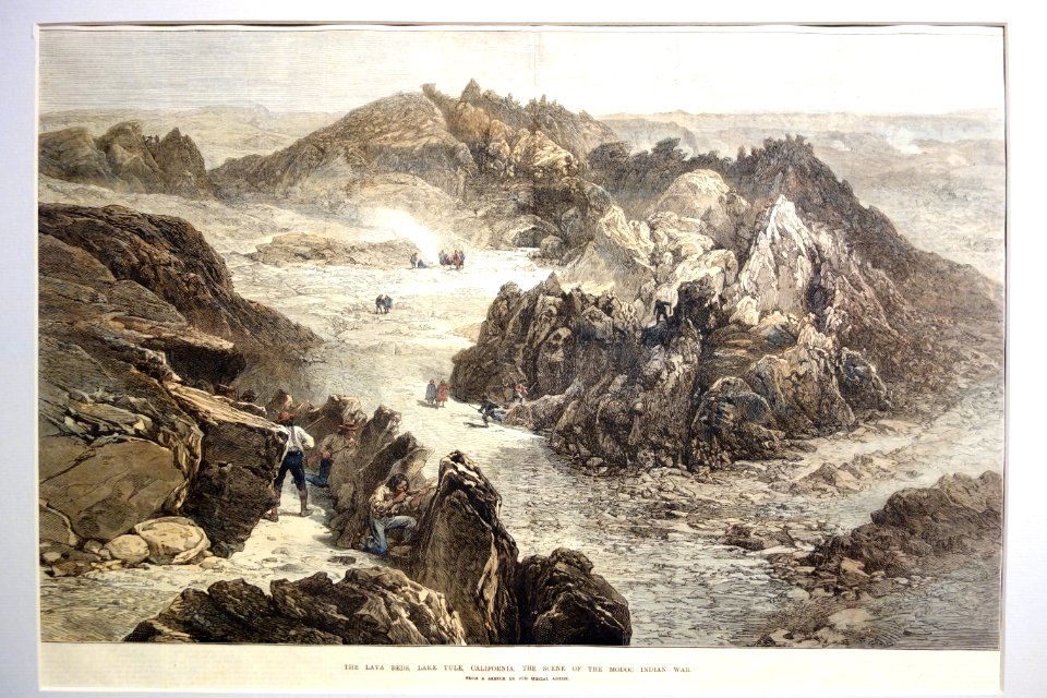 The Lava Beds, Lake Tule, California, The Scene of the Modoc Indian War, William Simpson (1823-1899), London Illustrated News, 1873 - Mount Shasta Sisson Museum - DSC02860