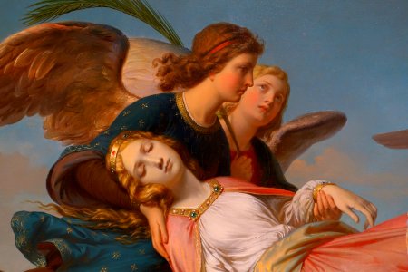 The Miraculous Translation of the Body of Saint Catherine of Alexandria to Sinai, by Karl von Blaas, detail, 1860, oil on canvas - Fogg Art Museum, Harvard University - DSC01192