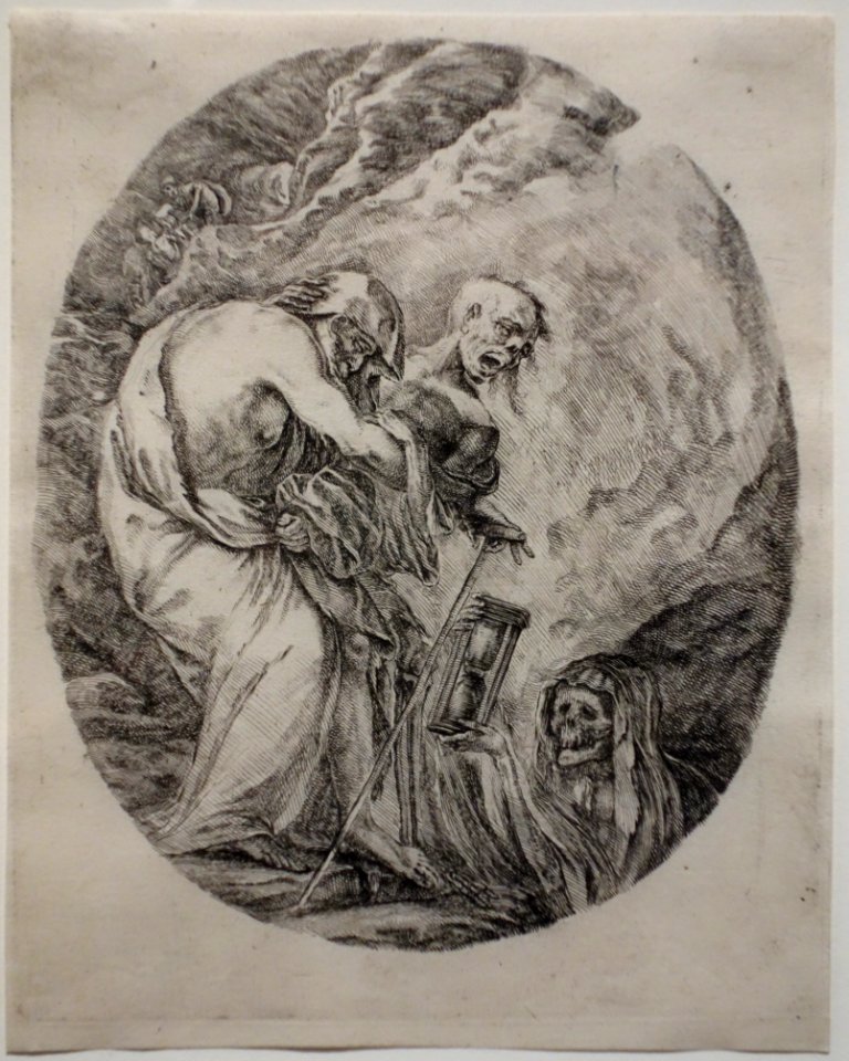 The Five Deaths - Death Taking an Old Man to a Tomb, by Stefano Della Bella, 1648, etching with burin - National Museum of Western Art, Tokyo - DSC08332