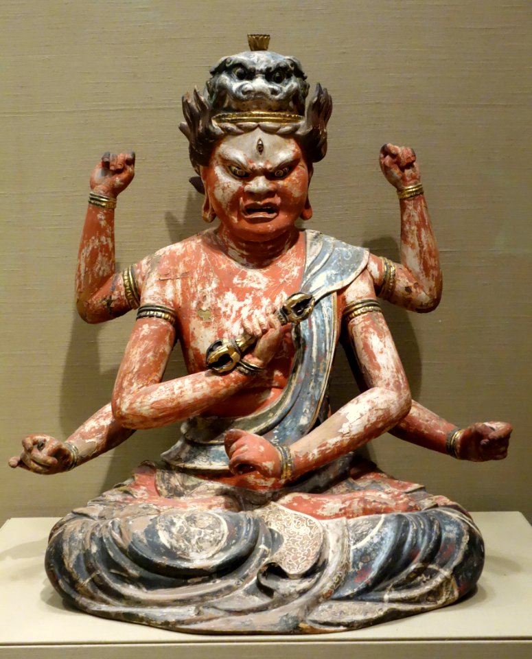 The Esoteric Buddhist king of passion Ragaraja (Aizen Myoo), Japan, Edo period, 1600-1700 AD, gilding and colors on wood - Asian Art Museum of San Francisco - DSC01516