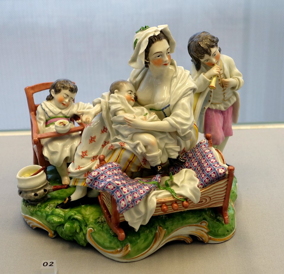 The Good Mother, by Carl Gottlieb Luck after Jean-Baptiste Greuze, Frankenthal, c. 1765, porcelain, overglaze colors - Germanisches Nationalmuseum - Nuremberg, Germany - DSC02652