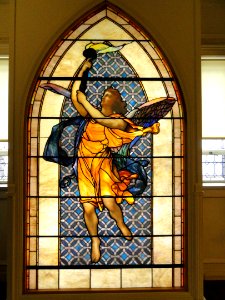 The Lightbearer, designed by Edward Emerson Simmons, executed by Louis Comfort Tiffany Studios, from the Church of the Unity, Springfield, MA - George Walter Vincent Smith Art Museum - DSC03701