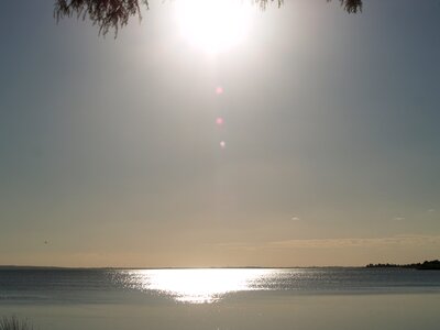 Lakeside shore gray sun