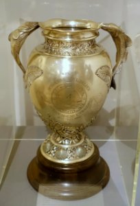 The Hovey Cup, by Shreve, Crump & Low, Boston, c. 1892, presented to the victor in the 1892 Fisherman's Race, sterling silver - Cape Ann Museum - Gloucester, MA - DSC01397