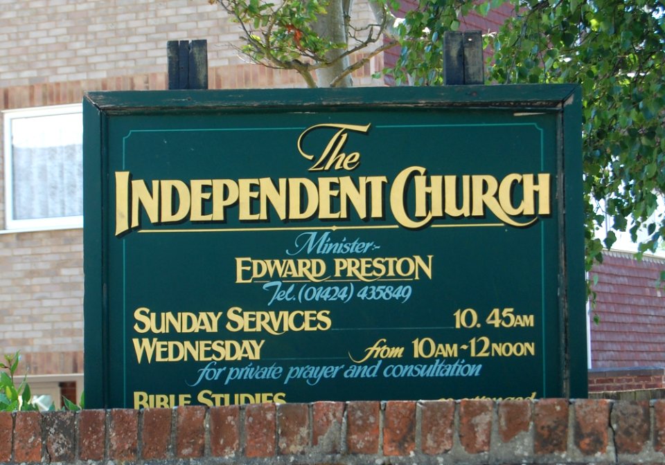 The Independent Church, Albany Road, St Leonards-on-Sea (June 2020) (Signboard)