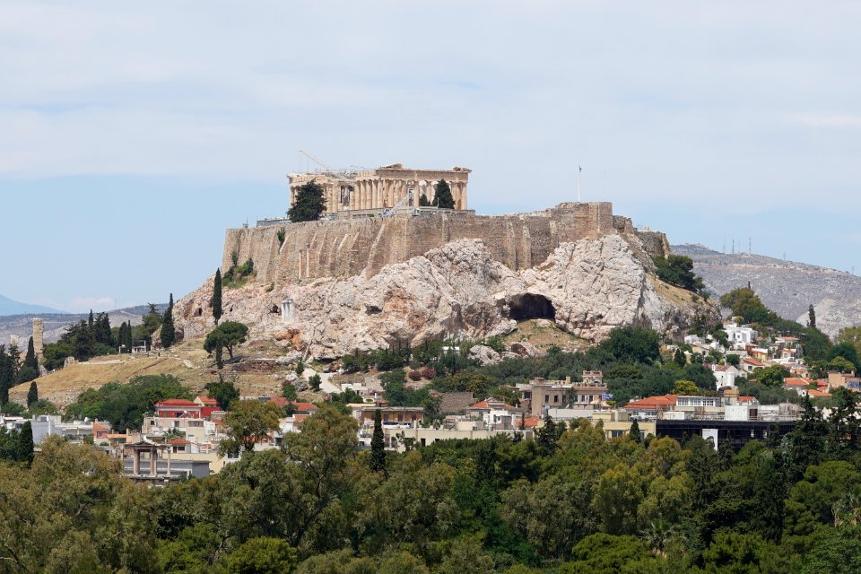 The Acropolis of Athens from the Panathenaic Stadium on June 11, 2020