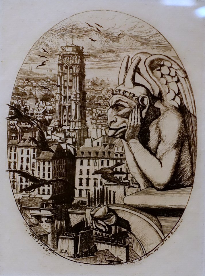 The Gargoyle by Charles Meryon, 1853, etching, drypoint, plate toning, state VI-X - Montreal Museum of Fine Arts - Montreal, Canada - DSC08892