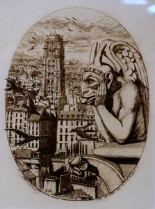 The Gargoyle by Charles Meryon, 1853, etching, drypoint, plate toning, state VI-X - Montreal Museum of Fine Arts - Montreal, Canada - DSC08892