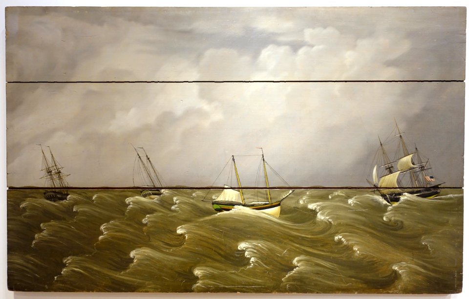 The Great Gale of 1846, by William Thompson Bartoll, c. 1850, oil on wood fireboard - Peabody Essex Museum - DSC07217
