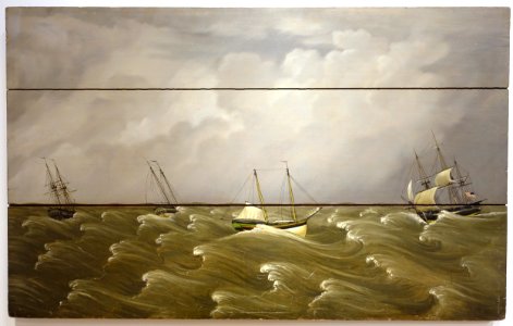 The Great Gale of 1846, by William Thompson Bartoll, c. 1850, oil on wood fireboard - Peabody Essex Museum - DSC07217