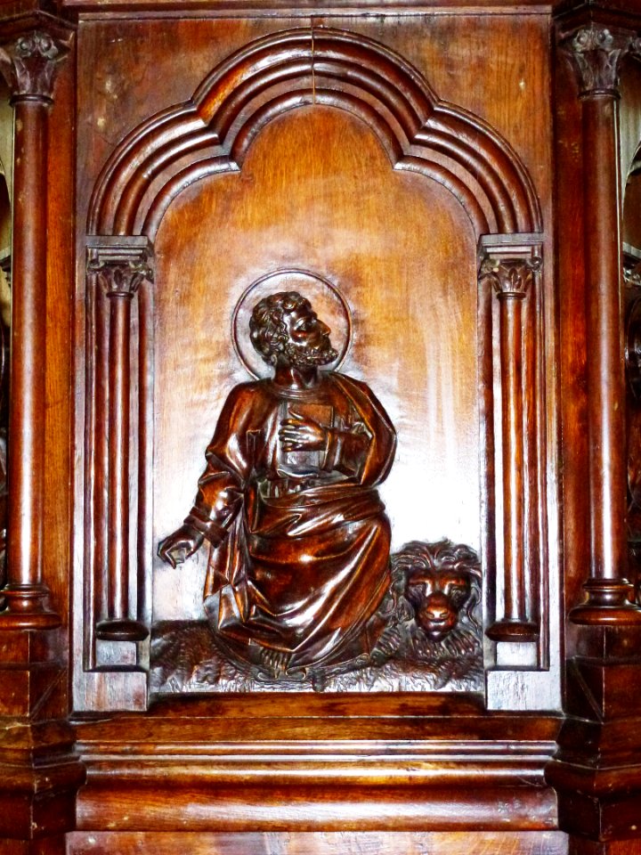 Thérouanne (Pas-de-Calais, Fr) église Saint-Martin, chaire, les 4 évangélistes 02