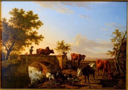 The Gottesau Bridge, in the distance Karlsruhe, by Karl Kuntz, 1813, oil on panel - Germanisches Nationalmuseum - Nuremberg, Germany - DSC03418