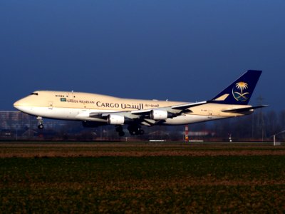 TF-AMP Saudi Arabian Airlines Boeing 747-481(BCF), landing at Schiphol (AMS - EHAM), Netherlands, pic2 photo