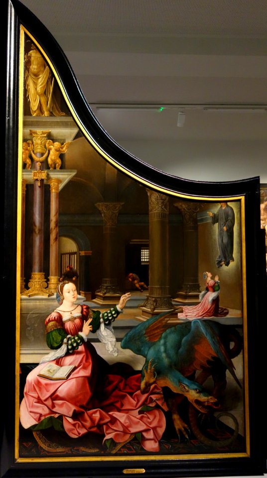 The Liberation of Saint Peter (left) and Saint Margaret of Antioch (right), by Jan Rombouts I, c. 1522-1530, view 3 - Museum M - Leuven, Belgium - DSC05097