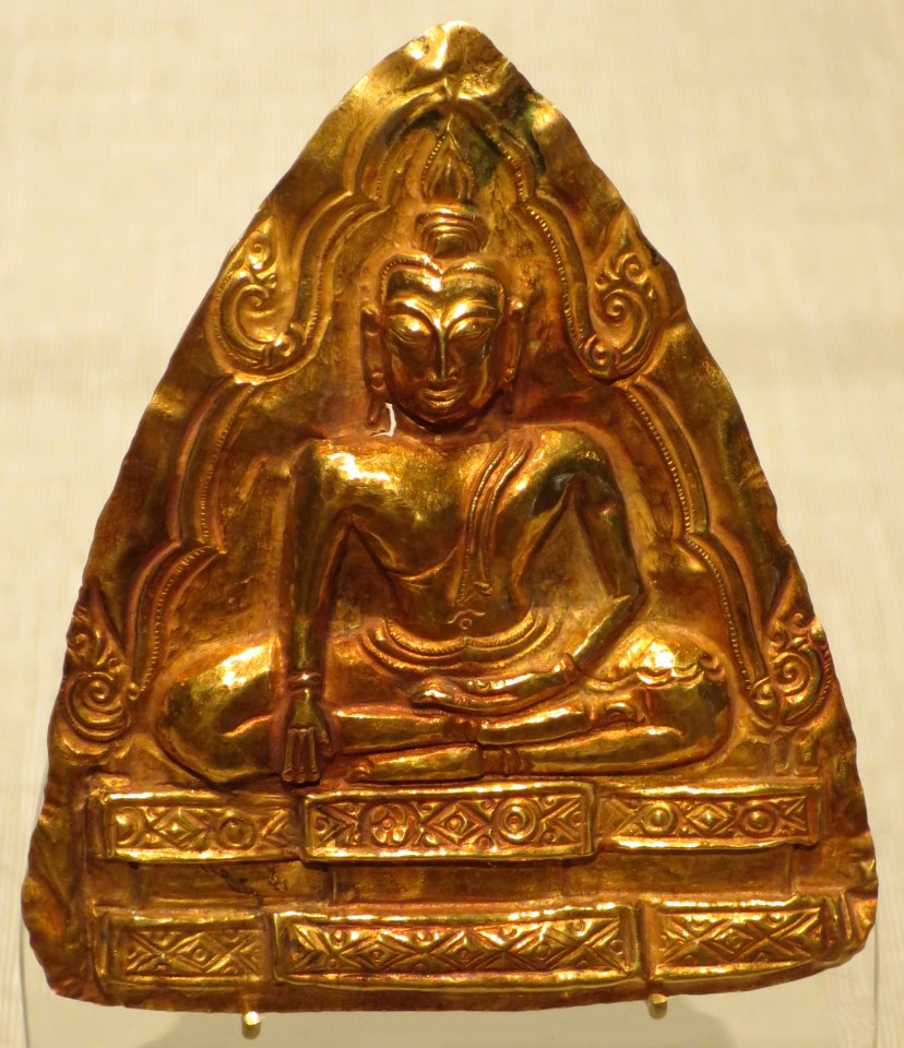 Thailand, Ayutthaya style, 15th-16th century, Hammered gold Plaque with Buddha